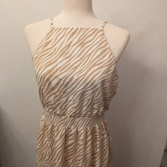 Zebra Stripe Square Neck Midi Flare Dress - Picture 5 of 10